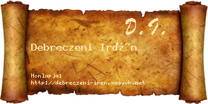 Debreczeni Irén névjegykártya